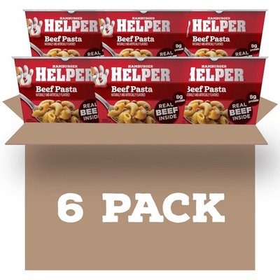 Microwave Hamburger Helper Beef Cups 2oz Pack of 6 Quick meals Protein Ready