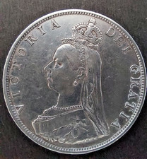 1887 Victoria Jubilee Head Silver Double Florin Four Shilling Coin