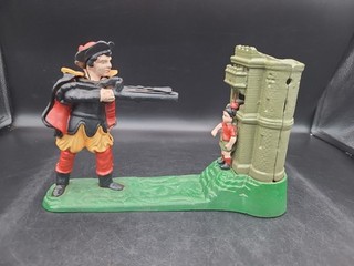 Vtg Book Of Knowledge William Tell Shooting Cast Iron Mechanical Bank 1950s. MG