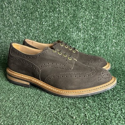 Tricker's Trickers 'Bourton' Brown Suede Derby Brogue Lace Up Shoes US 10.5 EUC