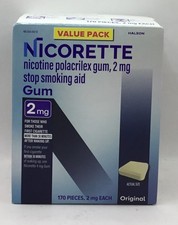 Nicorette 2mg Stop Smoking Nicotine Gum Original 170 Ct Exp 3/27 "PACK MAY VARY"