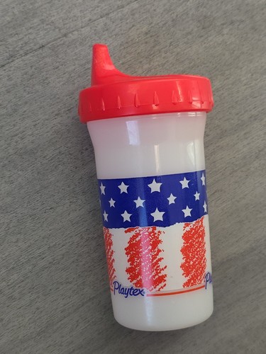 Vintage Playtex sippy cup Red White Blue Patriotic Flag Design 2001
