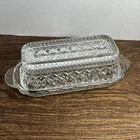 Vintage Anchor Hocking "Wexford" Clear Pressed Glass Covered Butter Dish