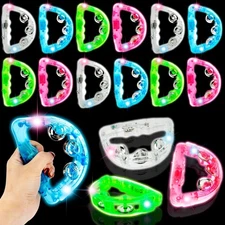 16 Pack LED Tambourines Light Up Tambourine Bulk Musical LED Tambourine Toys ...