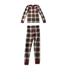 Hanna Andersson Pajamas Kids 12 Holiday Red Green Plaid Organic Cotton Set Long