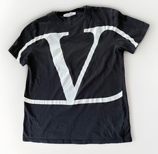 Authentic Valentino black t shirt w V logo on front Size Small Made in Italy