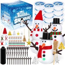 12 Pack Christmas Crafts for Kids, Build a Modeling Clay Snowman Kit, White