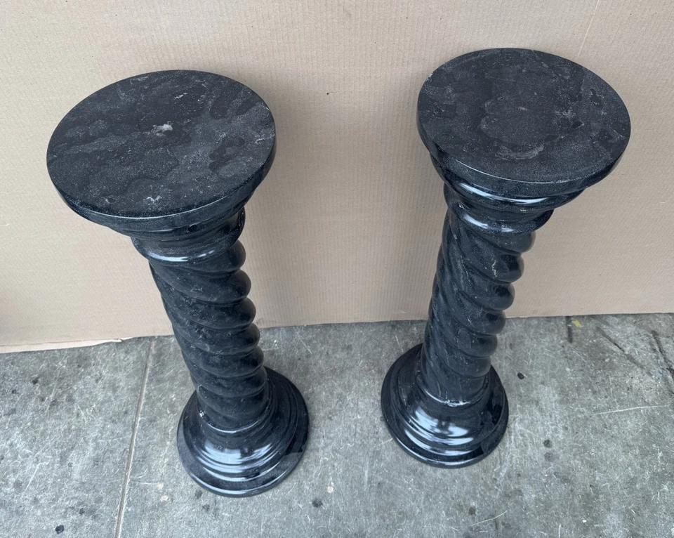 PAIR OF BLACK MARBLE PEDESTALS - Image 2 of 4