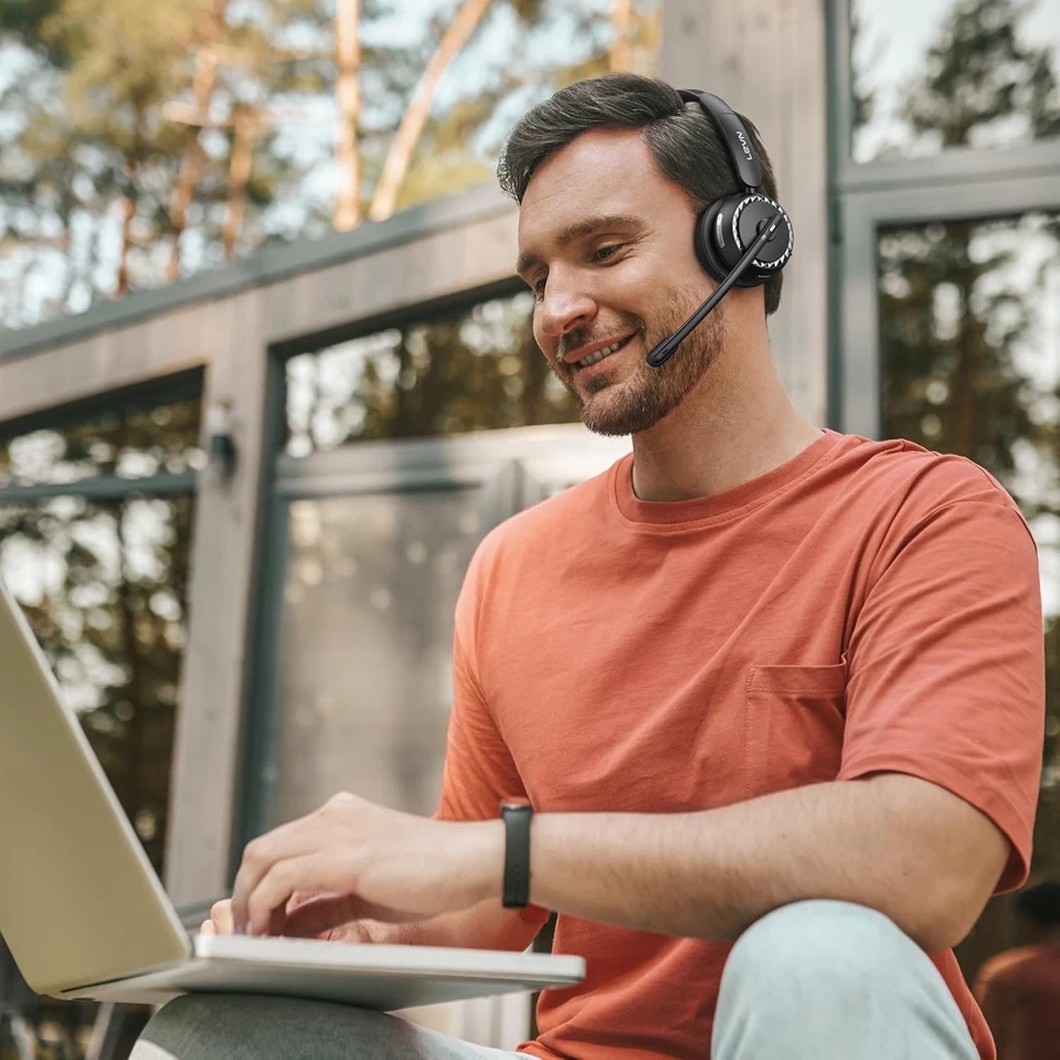 Wireless Headset, Wireless Headset with Mic for Work, AI Noise Cancelling 65 Hrs - Image 3 of 4