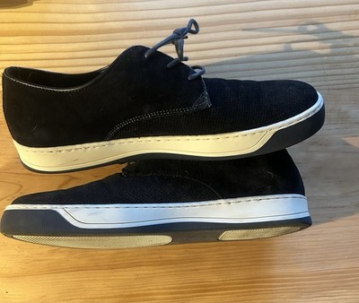 Pollini Italian Blue Suede Perforated Low-Top Sneakers Derby Shoes EU 43 / US 10