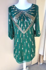 Mark + James Badgley Mischka Dress Womens Small Hunter Sequin Silk Shift MJ1416