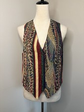 Vintage Nadia Tapestry Vest Italian Fabric Embroidered Button Up USA Made Medium