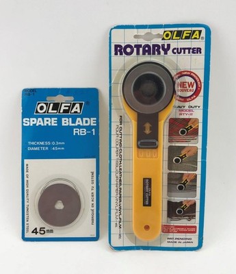Olfa Rotary Cutter RTY-2 45mm Plus Blade RB-1 New Made in Japan Original Vintage