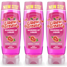 3 x ELBOW GREASE NEW WASHING UP LIQUID DEGREASER PINK BLUSH EASY SQUEEZY 450ml 7.40 per litre