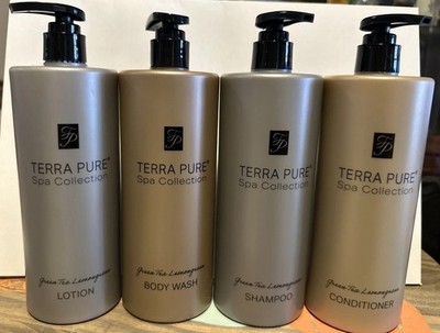 Terra Pure Spa Green Tea & Lemongrass Scent Lotion, Body Wash, Shampoo & Cond.