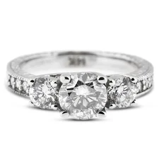 1.97 CT I-VS2 Round Natural Certified Diamonds 18K Gold Classic Three-Stone Ring