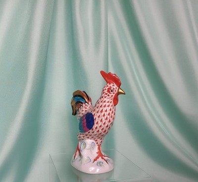 Herend Porzellan Figur Ungarn Fishnet Hahn Figure Kaninchen Fischnetz Muster