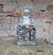 ***ANTIKER PARFUMFLAKON*JUGENDSTIL*GLASFLASCHE*LIBELLEN & BLÜTEN*VERSILBERT***