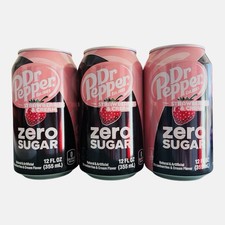 New Limited Edition Dr Pepper Zero Sugar Strawberries Cream Soda 3 Cans SEALED