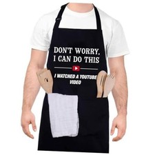 Funny Cooking Aprons for Men, Aprons for Adults with Two Pockets, Adjustable
