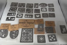 Huge Lot Of 27 Country Stencils Tin Plate Vin...