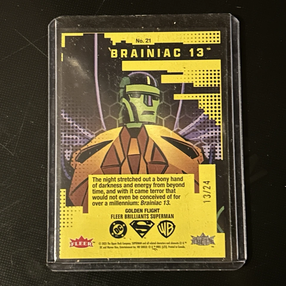 2025 BRAINIAC 13 FLEER BRILLIANTS SUPERMAN GOLDEN FLIGHT PARALLEL #d 13/24 RARE - Image 2 of 2