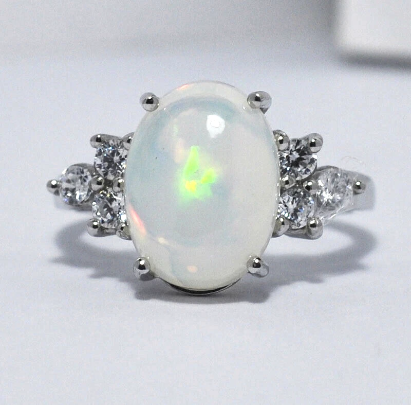 BELLISSIMO L'ANELLO IN ARGENTO 925 CON OPALE NATURALE 3,00 CT - Immagine 3 di 4
