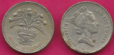 GREAT BRITAIN ONE POUND 1989 1 YEAR TYPE,RULER:ELIZABETH II