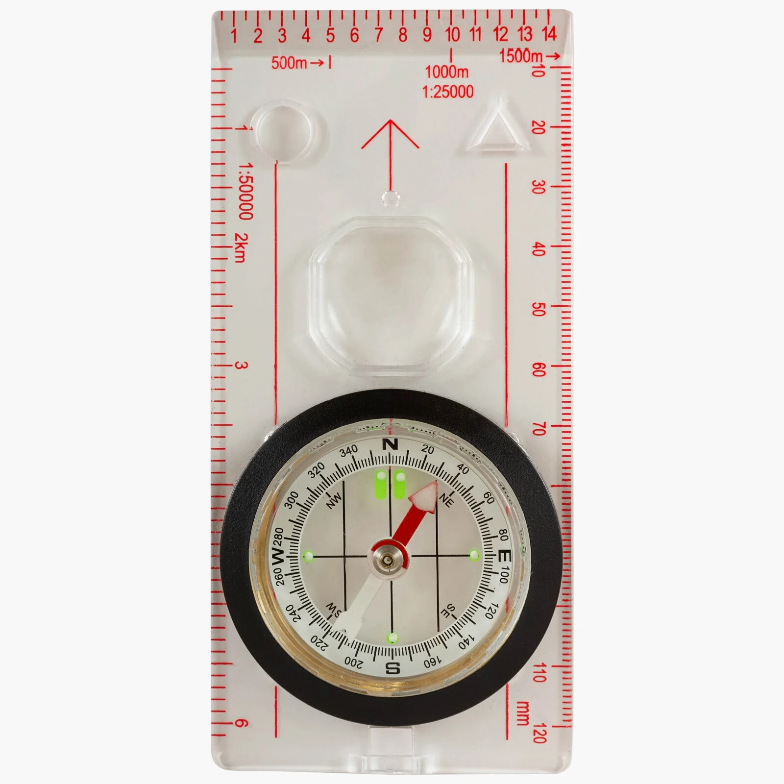 Highlander Deluxe Map Compass Base Plate 2° with Magnifier for Hiking Outdoor
