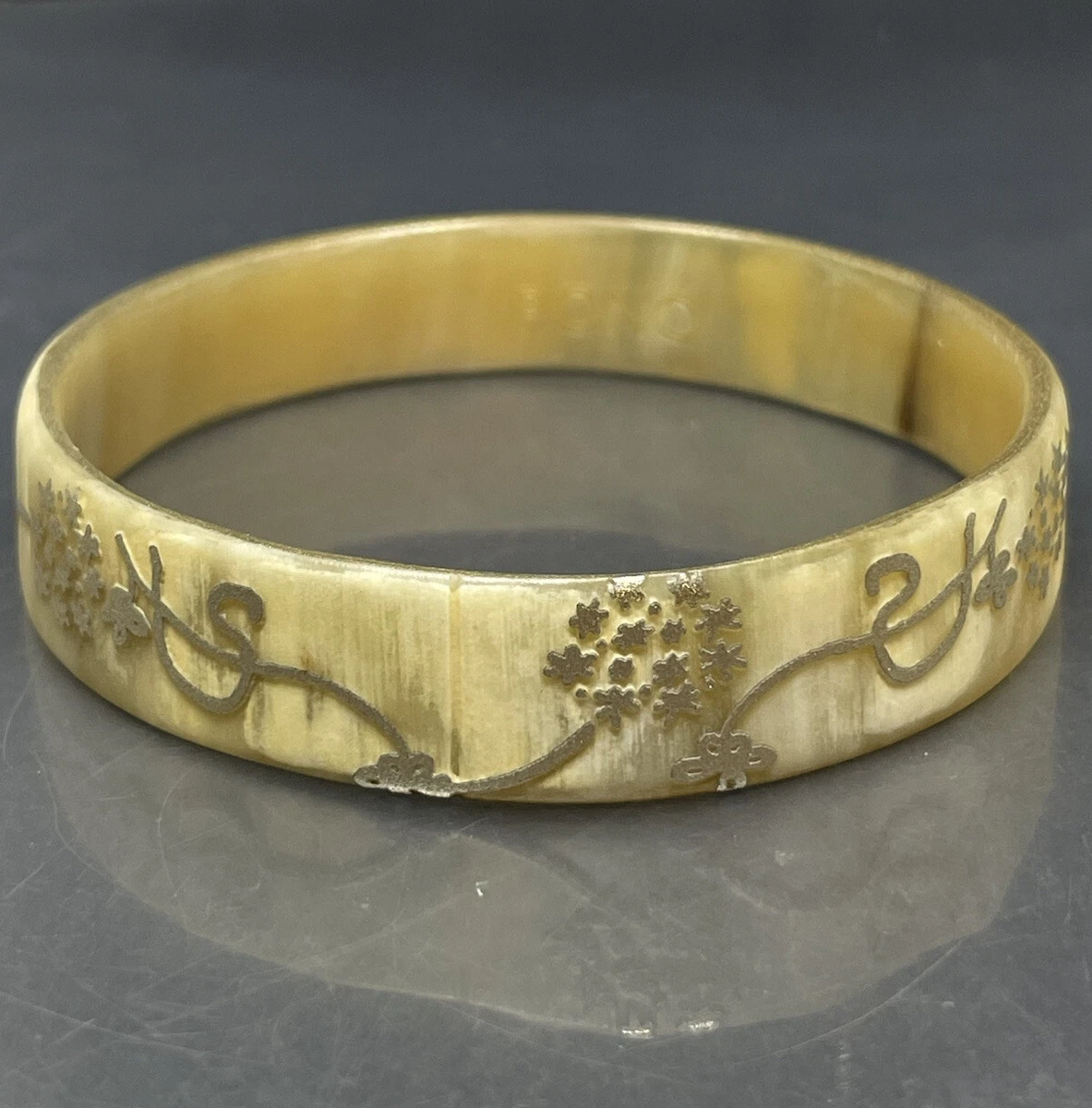 Vtg PONO Italy By Joan Goodman Bangle Bracelet Gold Tone Detailing 8 in Signed