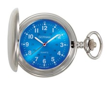 Gotham Men's Silver-Tone Blue Dial Covered Quartz Pocket Watch  GWC15042SBL