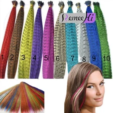 Remeehi New long grizzly feather hair extension 13 strands 13 colors human hair 