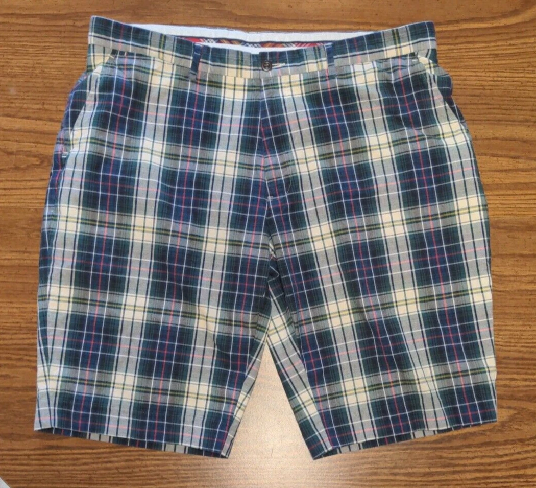 Polo Ralph Lauren Men s sz 38 Plaid Shorts Blue Green White eBay