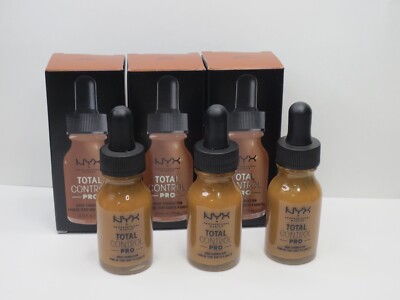 NYX TOTAL CONTROL PRO DROP FOUNDATION CAPPUCCINO 0.43 OZ BOXED (LOT OF 3)