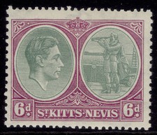 ST KITTS-NEVIS GVI SG74, 6d green & bright purple, M MINT. Cat &pound;13.