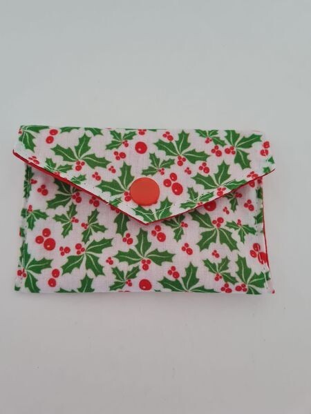 Card holder / coin purse Christmas holly print-image