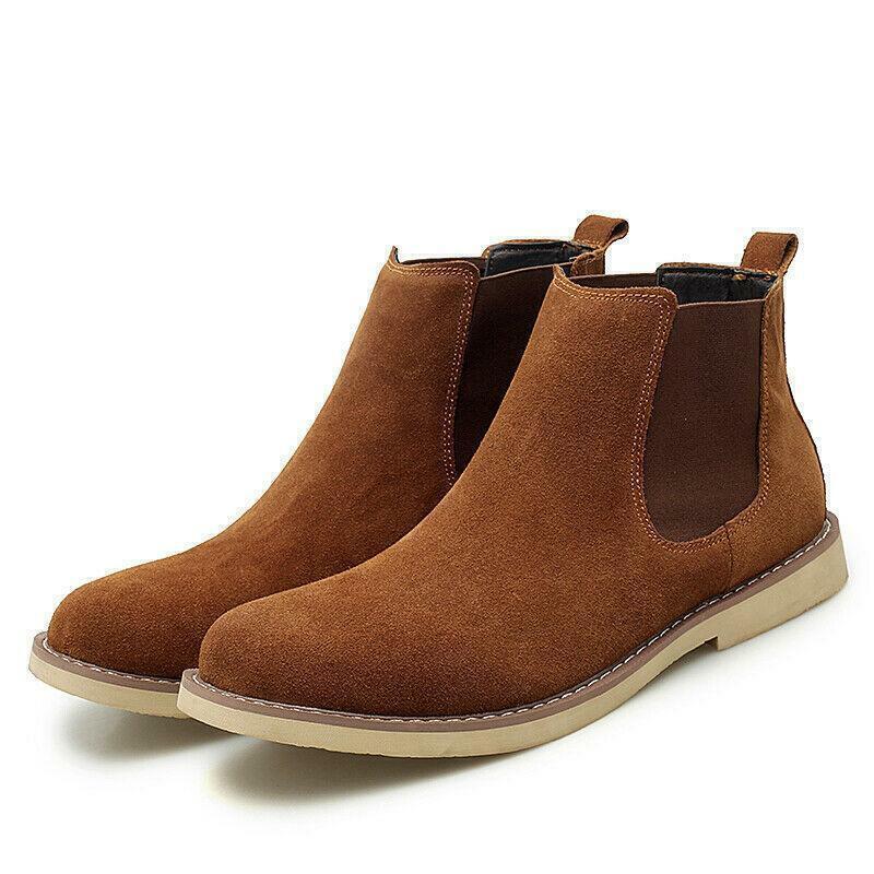 Men Chelsea Boots Faux Suede Ankle Booties Casual Round Toe Shoes Slip on Chic-image