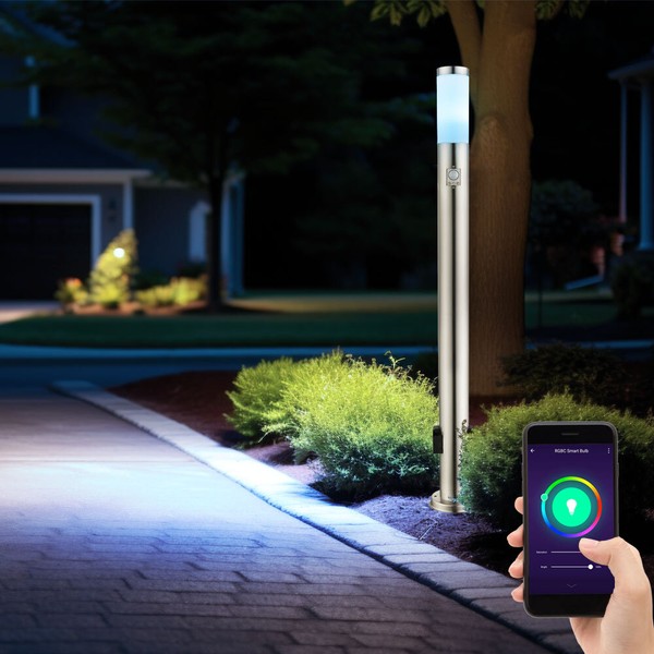 Standleuchte Stehlampe AußEnleuchte Smart Led App Bewegungsmelder Steckdose Rgb-image