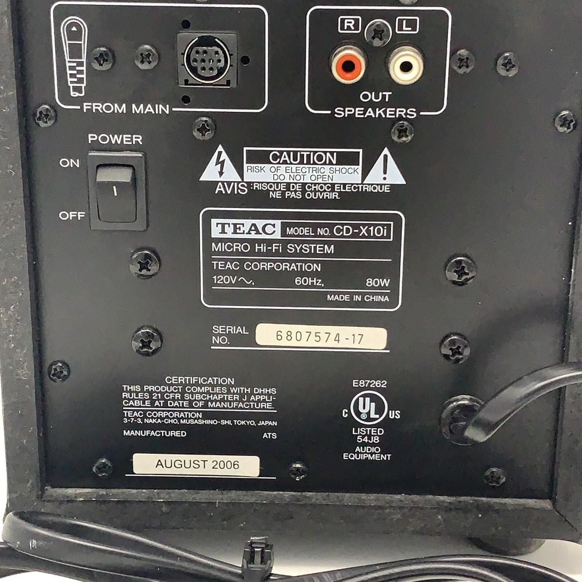 Teac CD-X10i Ultra-Thin Stereo System AM/FM CD AUX Input Subwoofer