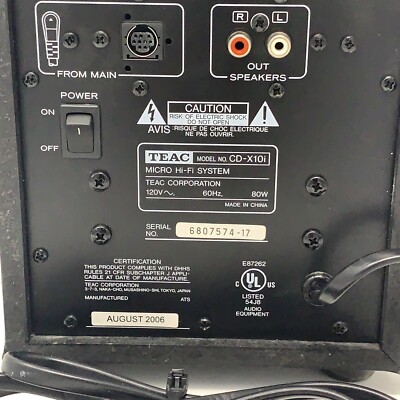 Teac CD-X10i Ultra-Thin Stereo System AM/FM CD AUX Input Subwoofer