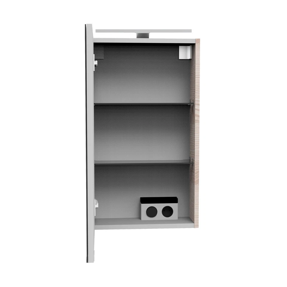 Fackelmann SBC B.CLEVER Gäste-WC Spiegelschrank 40 cm, Braun hell, links - Bild 3 von 4