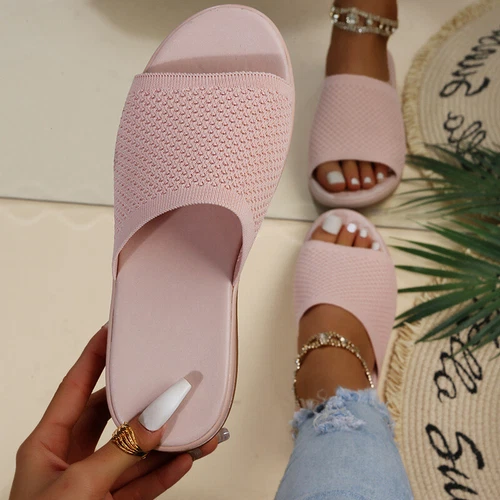 Womens Flats Ladies Slip On Fashion Slides Mules Sliders Summer Beach Sandals Sz - Picture 9 of 36