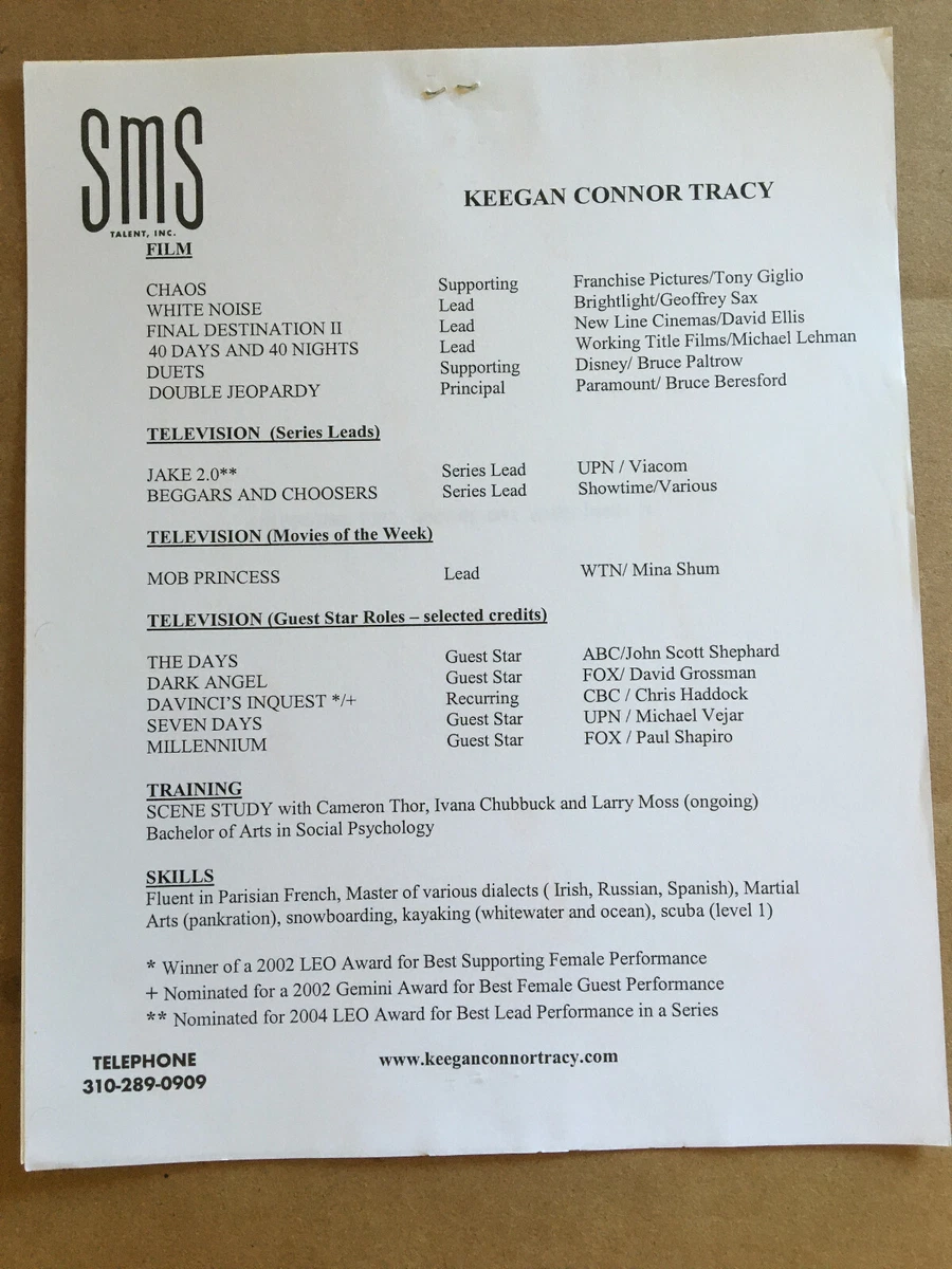 Keegan Connor Tracy #2, original vintage talent agency headshot photo W  credits | eBay