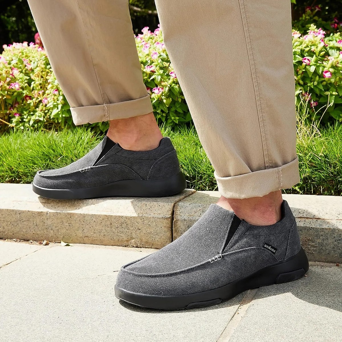 On Cloud Mens Shoes Men's Arch Support Slip-Ons Canvas Loafers