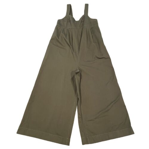 NWT Madewell Sz 12 Olive Pleated Wide-Leg Crop Jumpsuit (Re)generative Chino - Picture 1 of 11