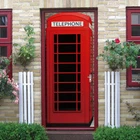 Door Sticker Retro Red Phone Booth Wall Decals Mural 3D Waterproof Wallpaper