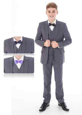 Boys Suits, Wedding Suits, Page Boy Suits Prom, Light Grey, Choose bowtie Colour