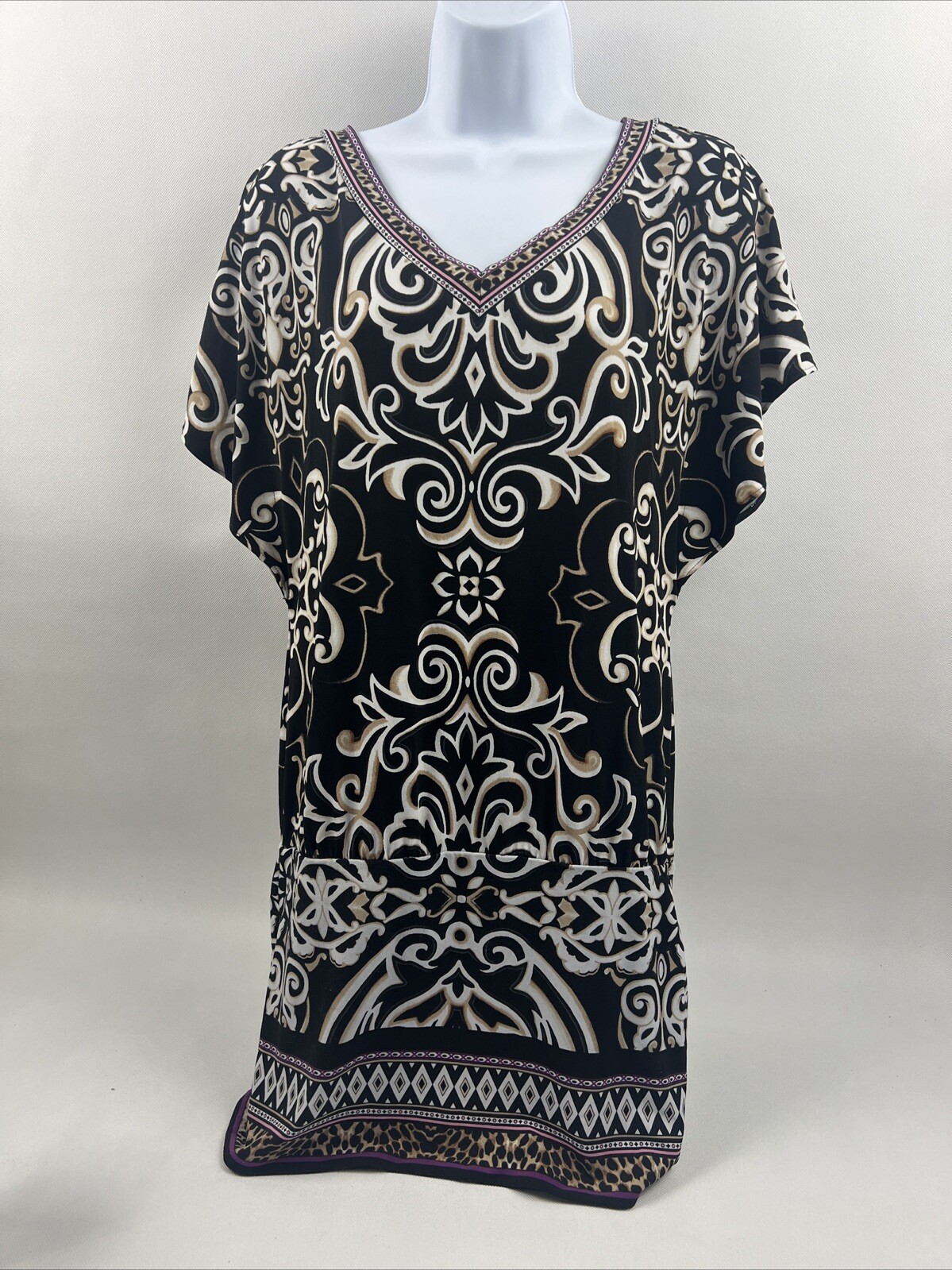 WHITE HOUSE BLACK MARKET - BACK-TIED JERSEY-KNIT TUNIC TOP Small