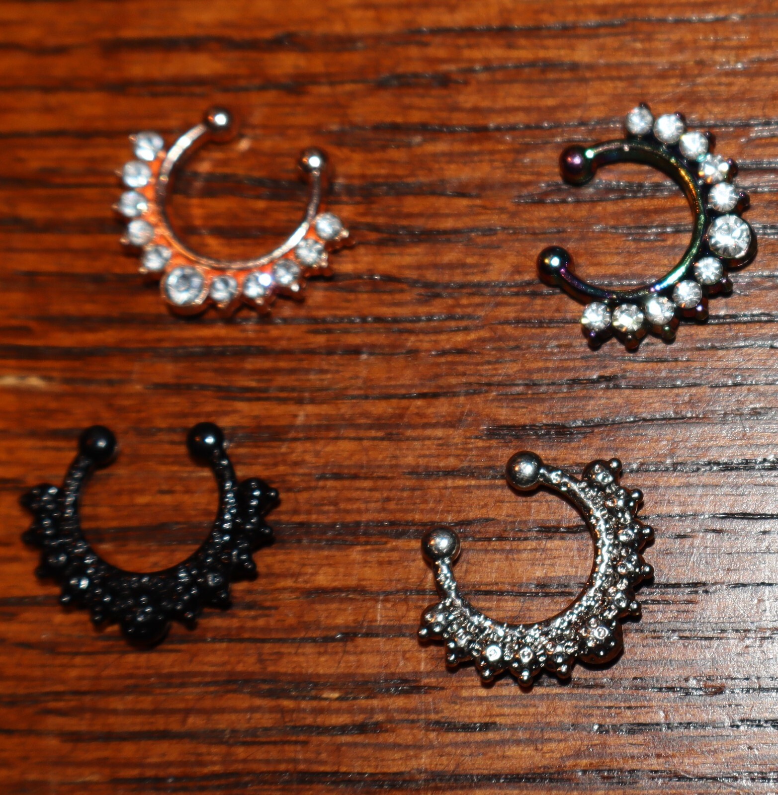 4 Scerring Fake Septum Nose Hoop Rings Faux Non Pierced Clicker Hanger Nose