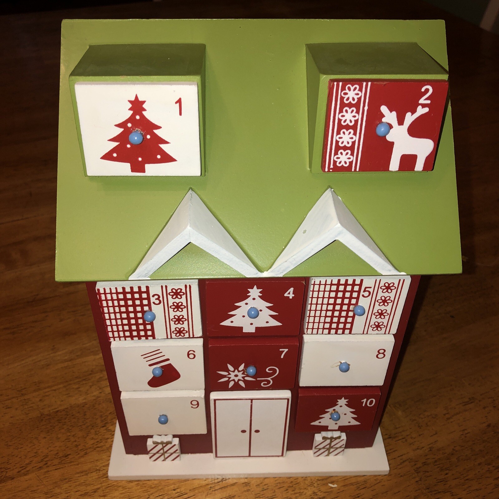 wooden-reusable-advent-calendar-with-drawers-countdown-to-christmas-house-ebay